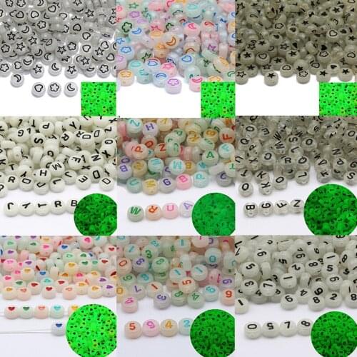 Flat Round 4x7mm 100-500pcs Acrylic Beads Luminous Loose Spacer Beads Charm For Jewelry Making Handmade Necklace DIY Accessories