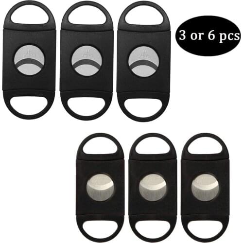 PIPITA 3 Pcs Or 6 Pcs Cigar Cutter Stainless Steel Double Blade Guillotine Scissors Pocket Size Smoke Knife