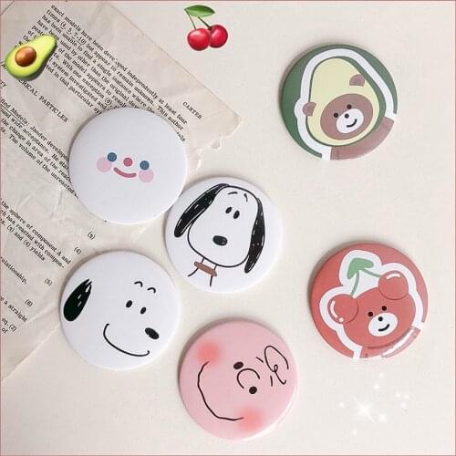 1PCs Mini Portable Makeup Mirror Cartoon Pattern Compact Pocket Cosmetic Mirror Cute Round Mirrors Beauty Skin Care Tools T0257