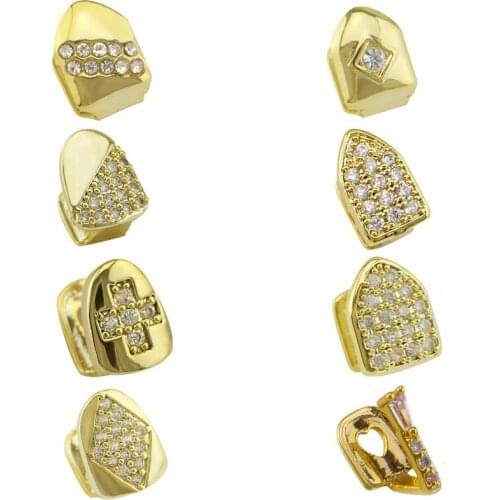 Grillz 1pcs 20style Hip Hop Single Grillz for teeth Halloween Jewelry Bling Custom Teeth Rhinestone dental grills for women men