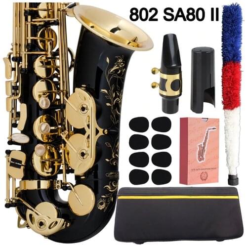 Saxophone Alto 802 Professional Alto Sax 802 Super Action 80 Series II Saxophone Black Lacquer Mouthpiece Reeds Neck With Case