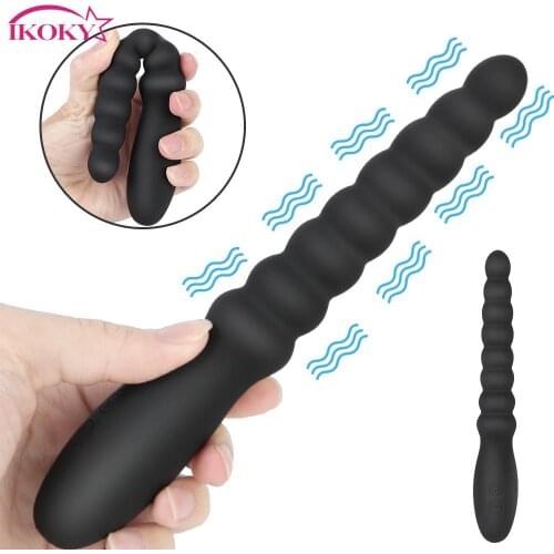IKOKY Silicone Anal Dildo Unisex Sex Toys For Women Men Anal Plug Butt Plug 10 Speed Dual Motor Vibrators Sex Tools For Couples