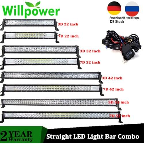 Willpower 22 32 42 50 52'' Inch Straight Led Light Bar COMBO Led Work light offroad driving Fog Lamp Truck 4x4 ATV UTV 12V 24V