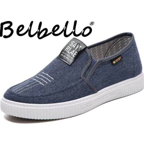 Belbello mens plimsolls Looping shoes student breathe freely skid resistance shoes mens low cut loafers