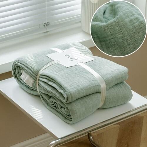 Solid Color Muslin Towel Blanket Summer Breathable 4-tier Gauze Quilt Adults Children Sleeping Cover Blanket 200x230cm