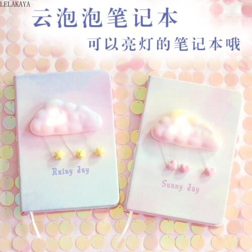 Creative Handbook Action Figure Flashing Light Dream Cloud leather Notebook Girl Heart Diary Journal Book office school supply