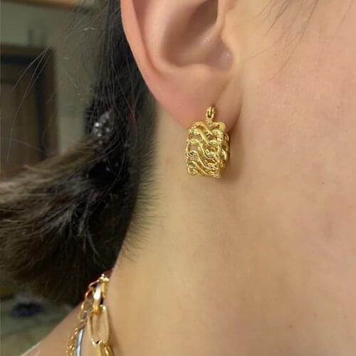 JOUVAL Korean Round Hoop Earrings For Women Guality Shine Alloy Circle Thick Wide Earring Ear Ring Female kpop Cute Brincos