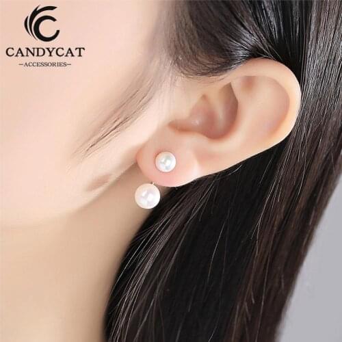 Trendy Pearl Stud Earrings For Women Simple Exquisite Double Pearl Ear Nail Gold Silver Color Studs Fashion Jewelry Gifts