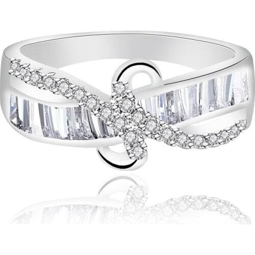 Creative Explosion Women Simple Simple Eight Character Zircon Ring Fashion Wedding Party Ring Jewelry Accessories