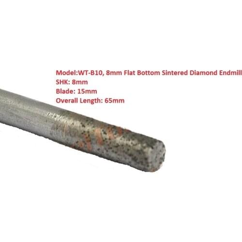 1pc 8mm Flat bottom Sintered Diamond Cutting Tool Stone Cutter,Cnc Diamond End Mill, Stone Cutting Router Bit on Engraver