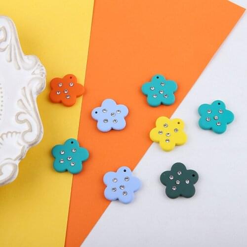 22mm color resin flowers shape Zircon decoration fashion charms Diy jewelry earrings/necklace pendants accessory