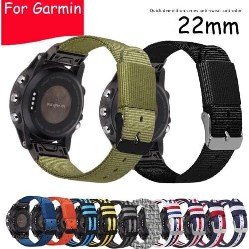22mm Canvas Replacement Watch Strap for Garmin Fenix 6 5 Plus quatix 5 sapphire forerunner945 Watch Band Nylon Wrist Bracelet