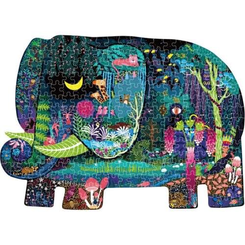 280 Pieces Elephant Jigsaw Puzzles Funny Primeval Forest Printed 3D Puzzles Early Educational Toy for Kids Adults