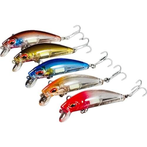 5Pcs Luminous Fishing Lures Hard Artificial Crank Bait 3D Eyes 7cm/10.4g Fishing Wobblers Crankbait
