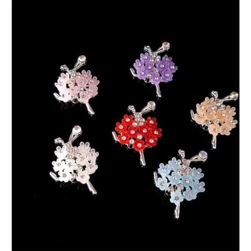 50pcs Ballet Crystal Rhinestone Jewelry Appliques Alloy Metal strass Flatback Phone Case Shoes Bag Hairpin Hair Clip Decor DIY
