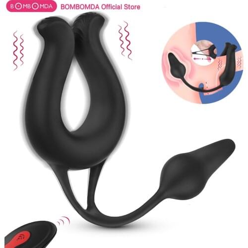 9 Modes Vibrating Penis Massager Ring Dildo Sex Toys for Men Scrotum Massager Male Chastity Cage Testicle Bondage Vibrators
