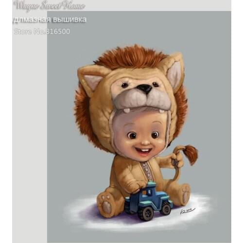 Diamond Embroidery Wolf Boy 5D Mosaic Cross Stitch Crystal Full Diamond Sets Unfinish Decorative Diy Diamond Painting Cartoon