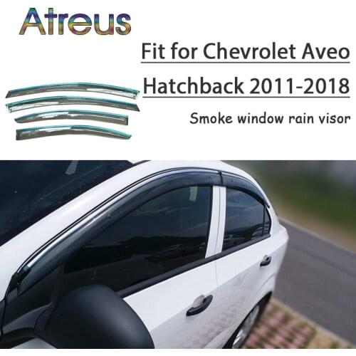 Atreus 1set ABS For 2018 2017-2011 Chevrolet Aveo Hatchback Accessories Car Vent Sun Deflectors Guard Smoke Window Rain Visor