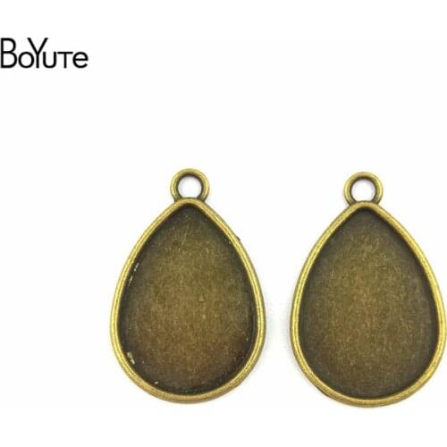 BoYuTe (50 Pieces/Lot) 25*18MM Cabochon Base 3 Colors Vintage Style Zinc Alloy Materials Water Drop Bezel Pendant for Jewelry