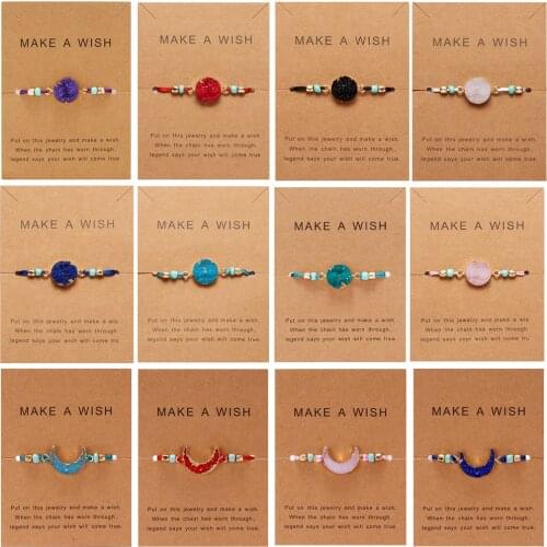 Eif Dock Hand-woven Multicolor Colorful Rope Chian Moon Bracelet Femme Resin Natural Stones Bracelet for Women Friendship Jewelr