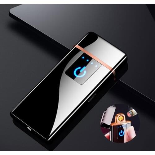 USB charging touch electric lighter Portable windproof lighter LED power indicator USB charging touch