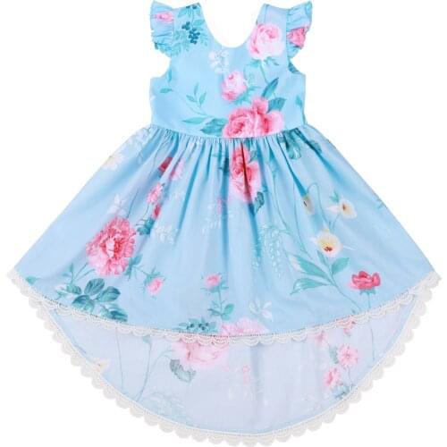 Flofallzique Toddler Girl Dresses 2019 Round Neck U Back Petal Sleeves Beautiful Floral Kids Princess Sweet Casual Clothes 1-10Y
