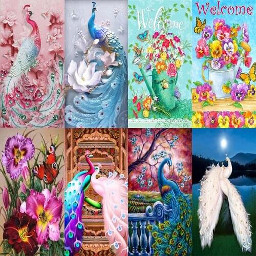 Full of round Diamonds embroidery painting Peacock Flower 5d Diy diamond home Decoration Holiday gifts