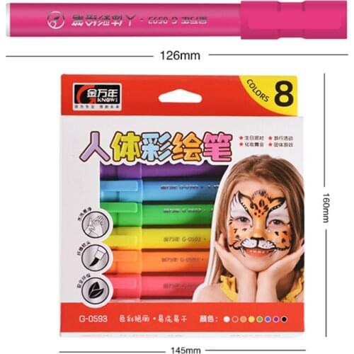 KNOW Body Painting Pen Brush Soft Head 8 Colors Graffiti Washable Facial Makeup Marker Children Makeup Party Masquerade G-0593