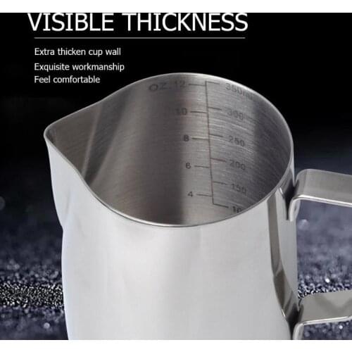 Stainless Steel Frothing Pitcher Pull Flower Cup Coffee Milk Mugs Milk Frother with Scale Latte Art Kitchen Tool Coffee Milk Cup