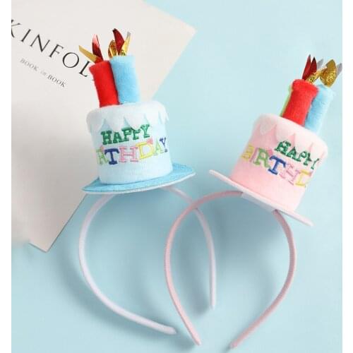 Miss cute Birthday Cake with Candle fashion Hair band Party Hat Headband Adult Children Birthday Party handmade Hair Accessories