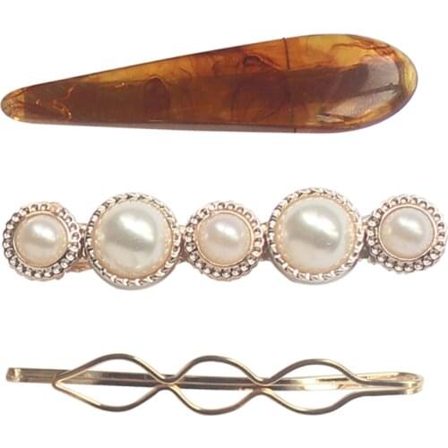 INS Fashion Marble Hairpins Combination Romantic Temperament Pearl Bang Hair Clips Woman Hair Hook Set Hair Styling Accessories