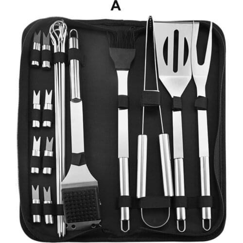 BBQ Grill Tool Set Home Outdoor Portable Bag Barbecue Tools Turner Brush Tong Needle Mesh Metal Net Grilling Bbq Tools Grill Mat