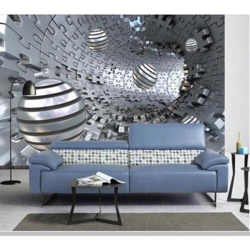 Papel de parede Abstract tunnel space metal ball 3d stereo wallpaper mural,living room tv bedroom wall papers home decor