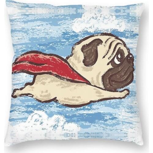 Flying Pug Pillowcover Decoration Bulldog Dog Pet Lover Animals Cushions Throw Pillow for Car Polyester Double-sided Printing