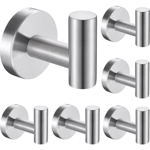 New Towel Hooks 6 Pack Wall Hooks Coat Hooks,Robe Hook Holder for Bathroom Kitchen Garage Home Hotel Cabinet Office