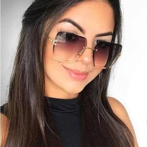 2021 New Fashion Metal Square Rimless Sunglasses Women Brand Designer Gradient Sun Glasses Female Color Shades Oculos Feminino