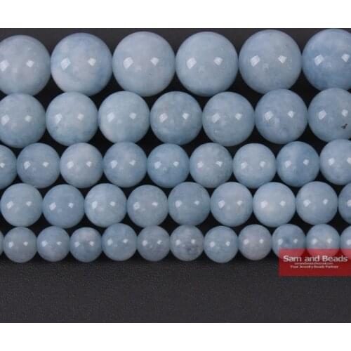 Wholesale Natural Strone 3A Garde Lt Blue Aquamarines Beads 6 8 10 12 MM pick size for Necklace Bracelet Making BAB9