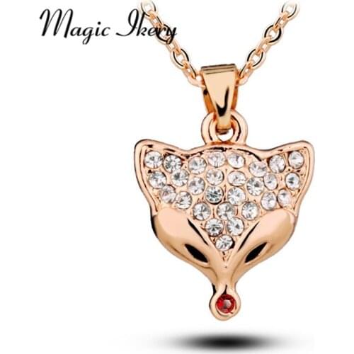Miss Lady Lovely Fox Animal Necklace Shiny Cubic Zircon Pendant Necklace For Girls And Women Jewelry YT-N5124