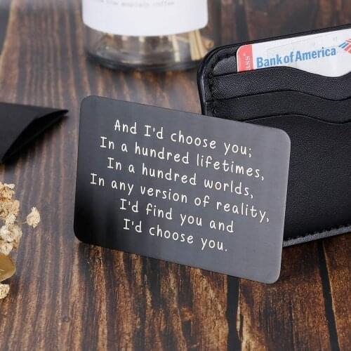 Valentine Gifts for Him Her Men Wallet Card Black for Boyfriend Husband From Wife Girlfriend Love Note Gifts for Groom Fiance