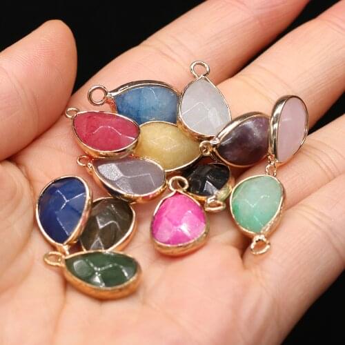 2pcs Natural Stone Agates Crystal Quartz Amethysts White Jades Charm Pendant White Jades for DIY Nacklace Jewelry Making 11x20mm