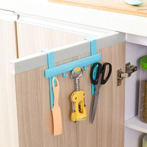 QuickDone Kitchen Door Rack Hooks Hanging Storage Accessories Tool Organizer Plastic Kitchen Gadgets Holder Supplies KC1632