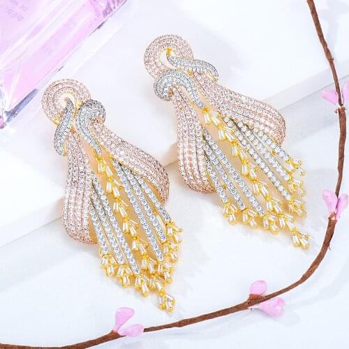 KellyBola Luxury High Quality Cubic Zircon Irregular Pendant Earrings Womens Fashion Engagement Wedding Banquet Accessories