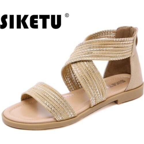 Summer woman sandals PU Slip On ZIP Flat Toe Comfy Soft Ladies Sandals women shoes sandalias mujer 2020 size 36-44 black