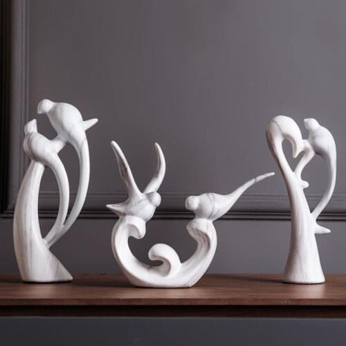 Modern Ceramic Lovebirds Sculptures Ornaments Home Livingroom Figurines Crafts Office Desktop Animal Bird Decoration Accessories