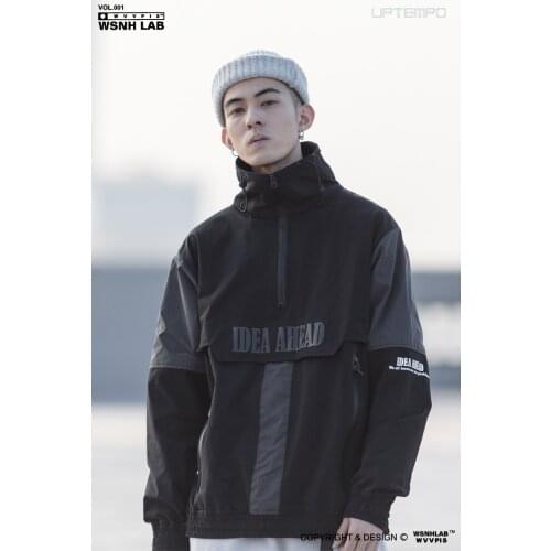 WSNHLAB reflective anorak high collar windbreaker streetwear techwear aesthetic harajuku