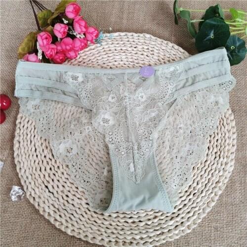 Light green underpants female summer thin breathable day lovely cotton crotch girls sexy lace girl briefs