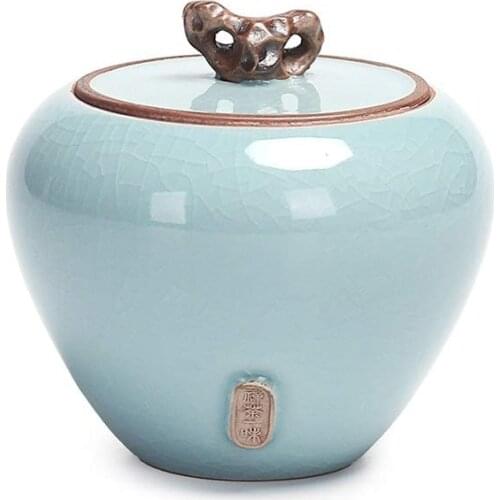 Adult Cremation Urn for Human Ashes Mini Burial Urns at Home Funeral Urn Ceramics Moisture Proof Good Sealing (Color : Blue)