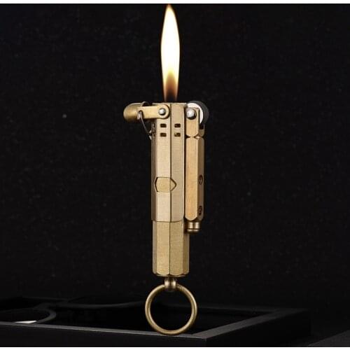 Vintage Retro Trenches Lighter Creative Grinding Wheel Kerosene Petrol Flint Cigarette Outdoor Camping Lighter Mens Gifts