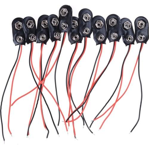 I Type 9V Battery Snap Holder Clip Connector Hard Shell 10CM Cable Lead Wholesale 10Pcs