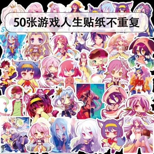10/50pcs/set Japanese Anime NO GAME NO LIFE Stickers for Car Fridge Laptop PVC Waterproof Sticker Childrens Toy Sticker